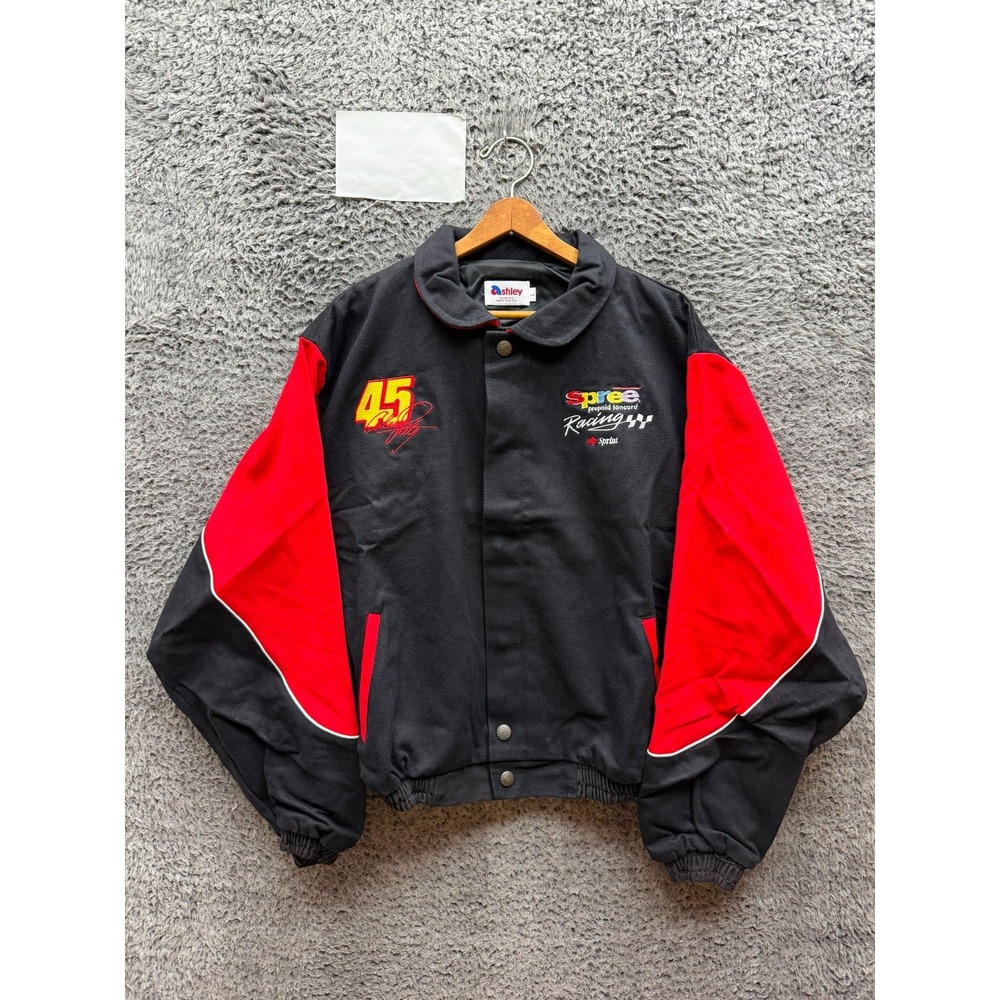Vintage Ashley Nascar 45 Adam Petty Sprint Spree Racing Jacket Black Size L NWOT